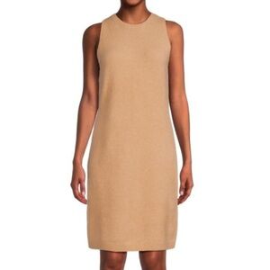NWT $365 Vince Beige Wool Bland  Sleeveless Crewneck Sweater Dress Sz M *B5
